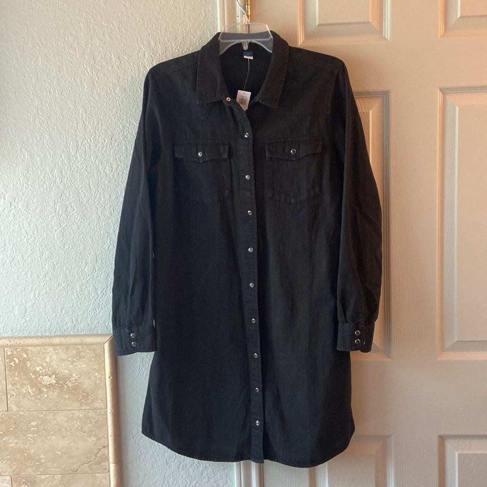 Old Navy western style black denim shirt dress